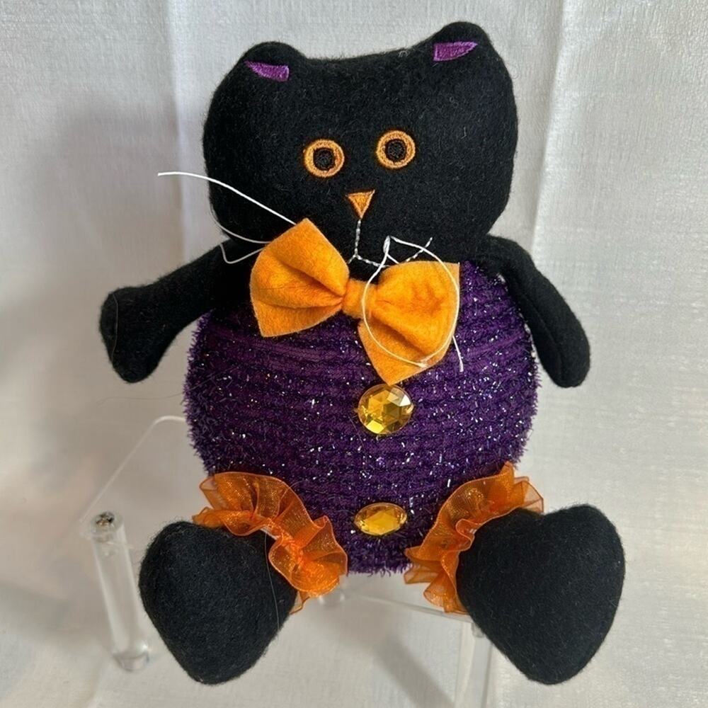 Halloween Black Cat purple and orange decor